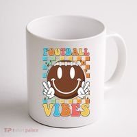 Retro Smiley Emoji Football Vibes Coffee Mug thumb 1