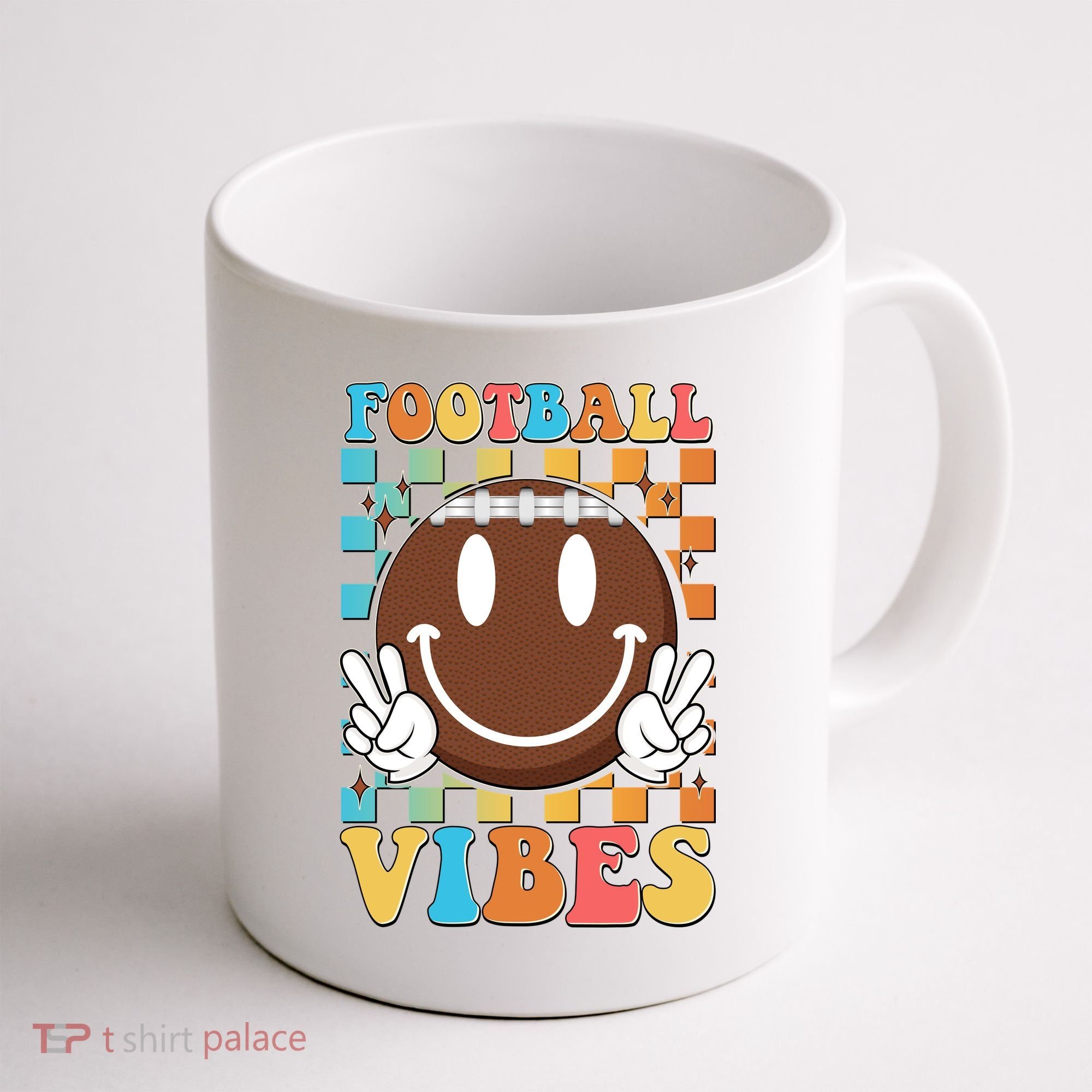 Retro Smiley Emoji Football Vibes Coffee Mug