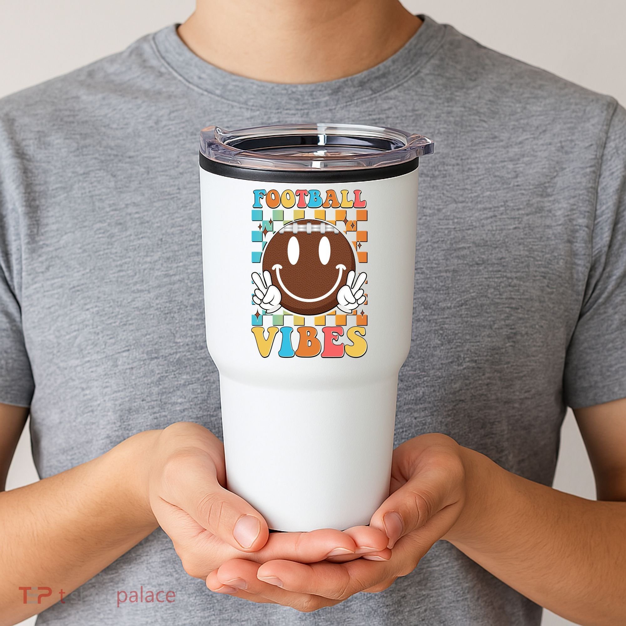 Retro Smiley Emoji Football Vibes Tumbler
