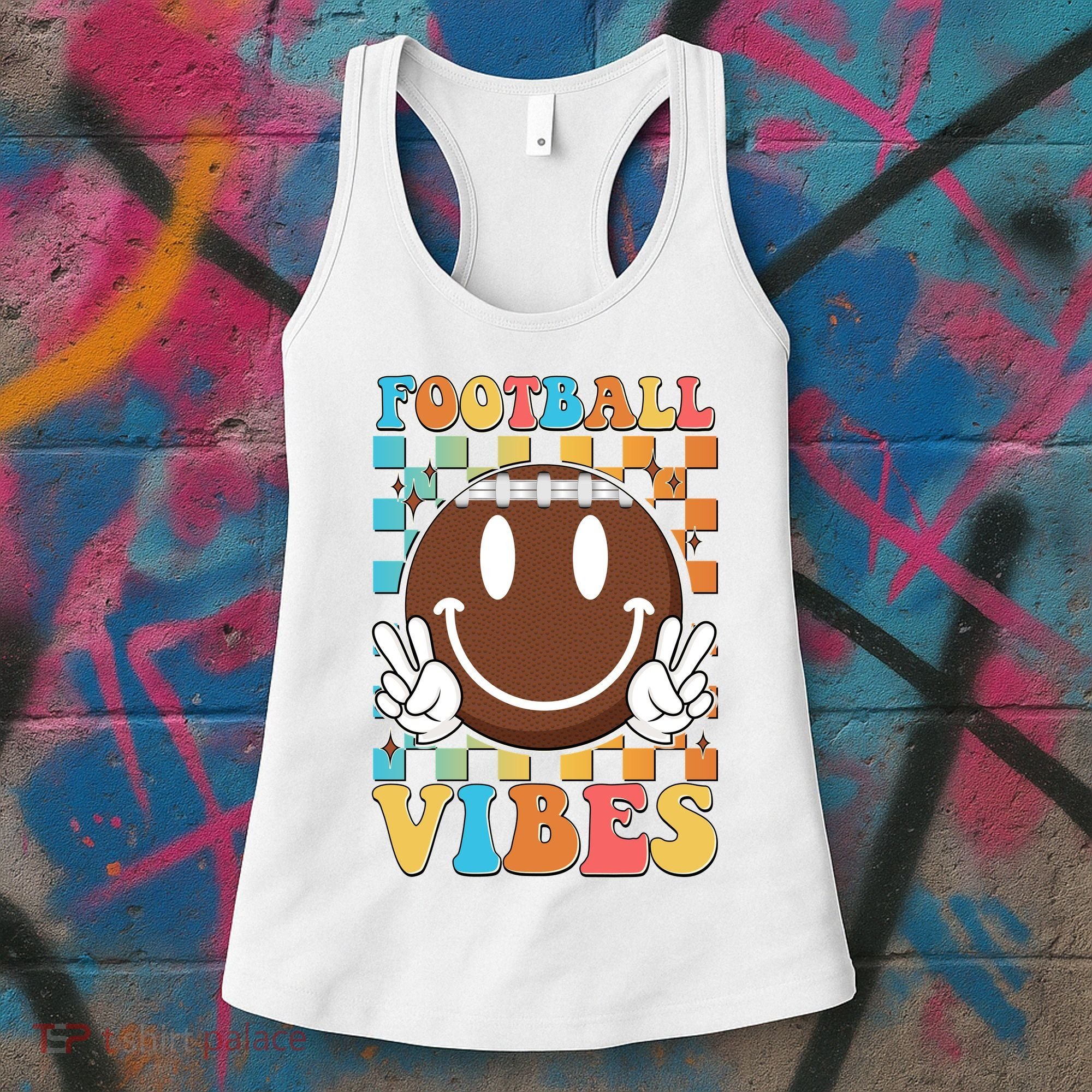 Retro Smiley Emoji Football Vibes Women's Tank Top