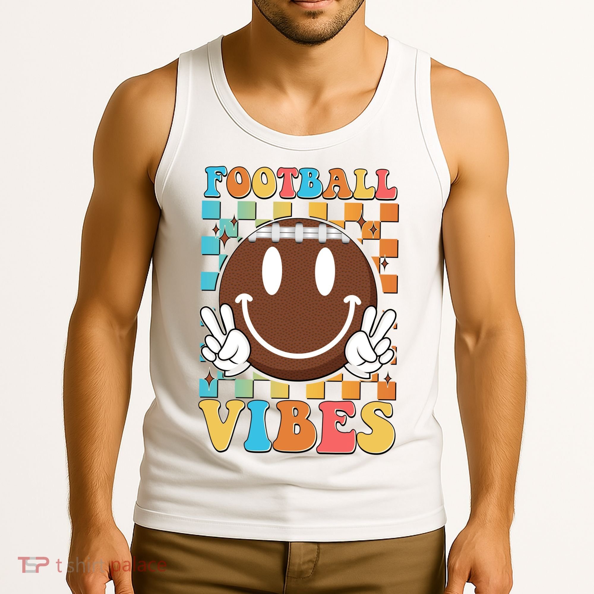 Retro Smiley Emoji Football Vibes Tank Top