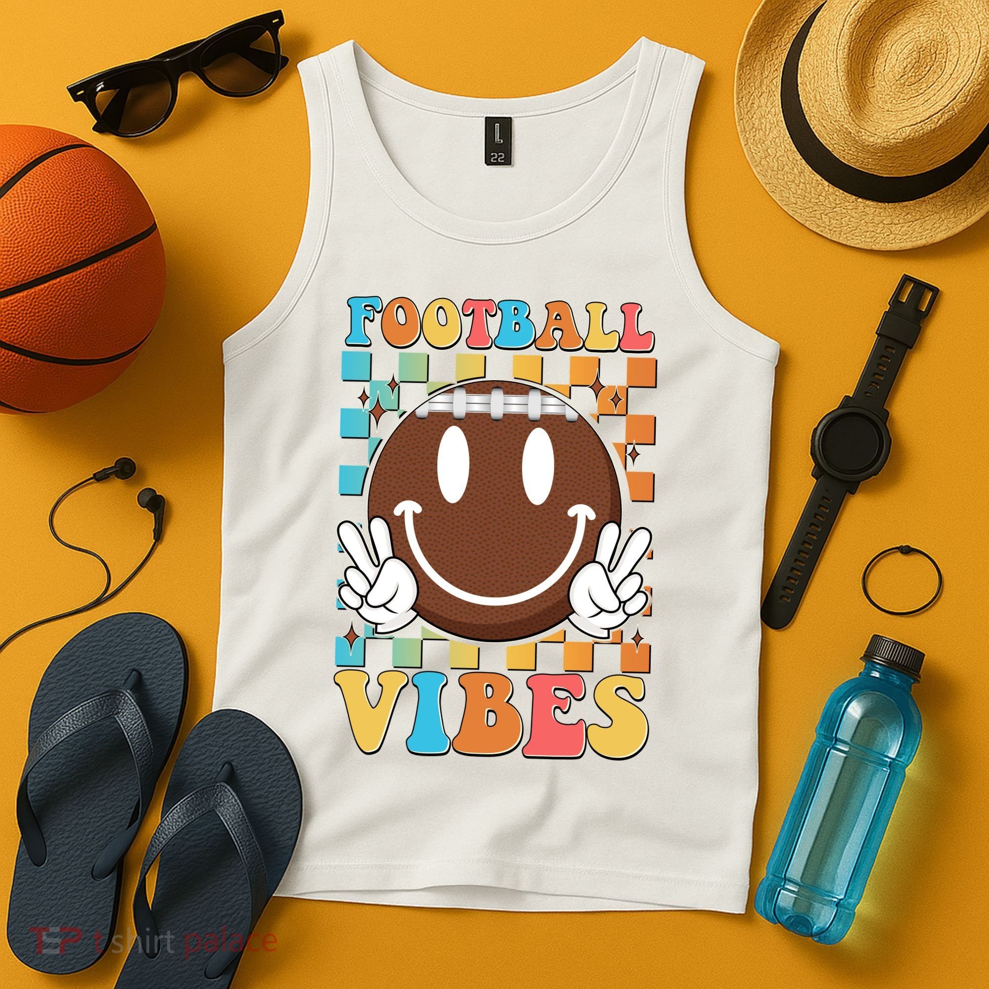 Retro Smiley Emoji Football Vibes Tank Top