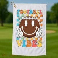 Retro Smiley Emoji Football Vibes Golf Towel thumb 1