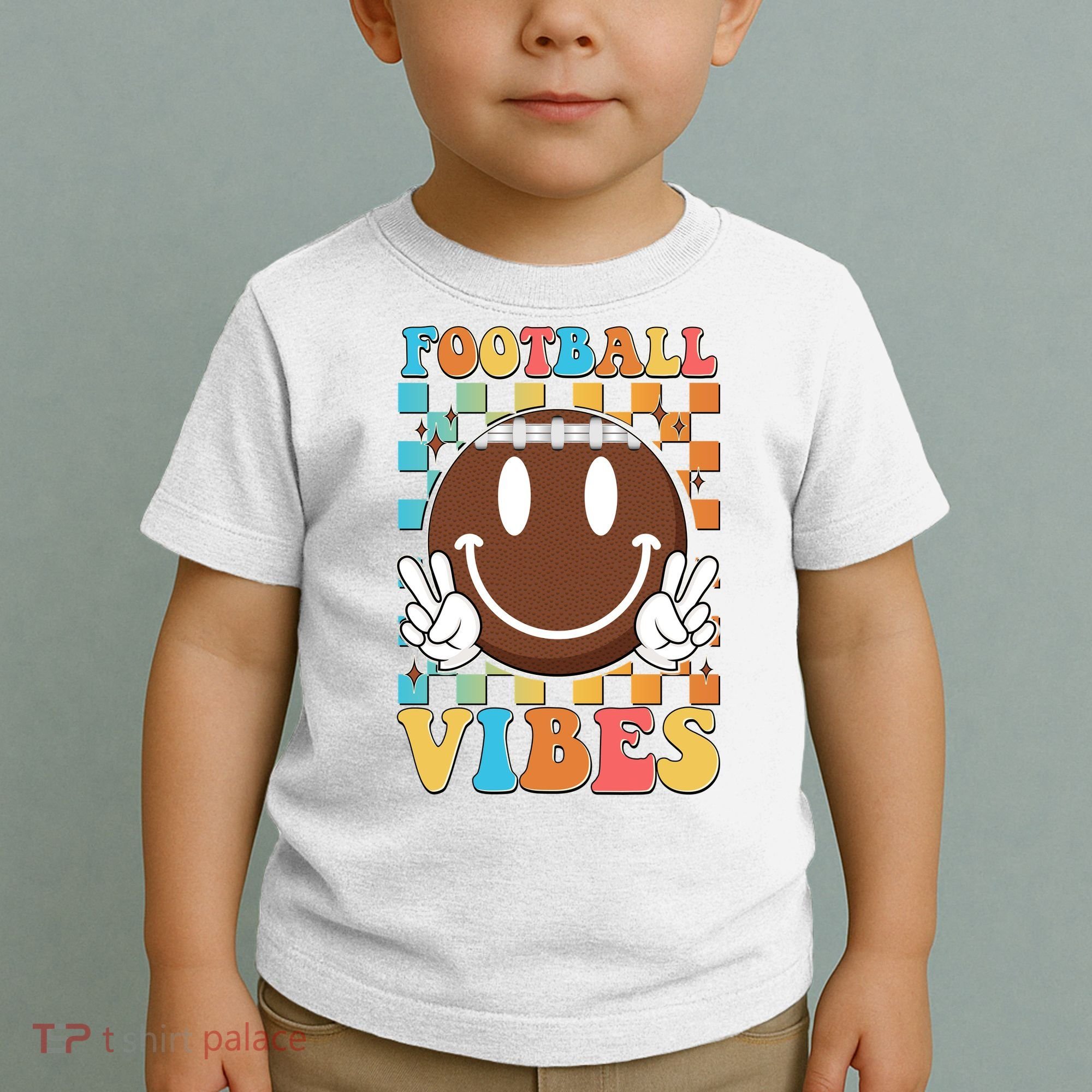 Retro Smiley Emoji Football Vibes Toddler T-Shirt