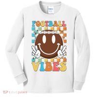 Retro Smiley Emoji Football Vibes Kids Long Sleeve Shirt thumb 0