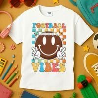 Retro Smiley Emoji Football Vibes Kids T-Shirt thumb 3