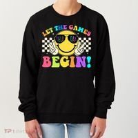 Retro Smiley Emoji Field Day Let The Games Begin Women's Sweatshirt thumb 0
