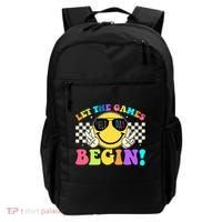 Retro Smiley Emoji Field Day Let The Games Begin Backpack thumb 0