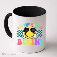 Retro Smiley Emoji Field Day Let The Games Begin Coffee Mug thumb 0