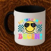 Retro Smiley Emoji Field Day Let The Games Begin Coffee Mug thumb 2