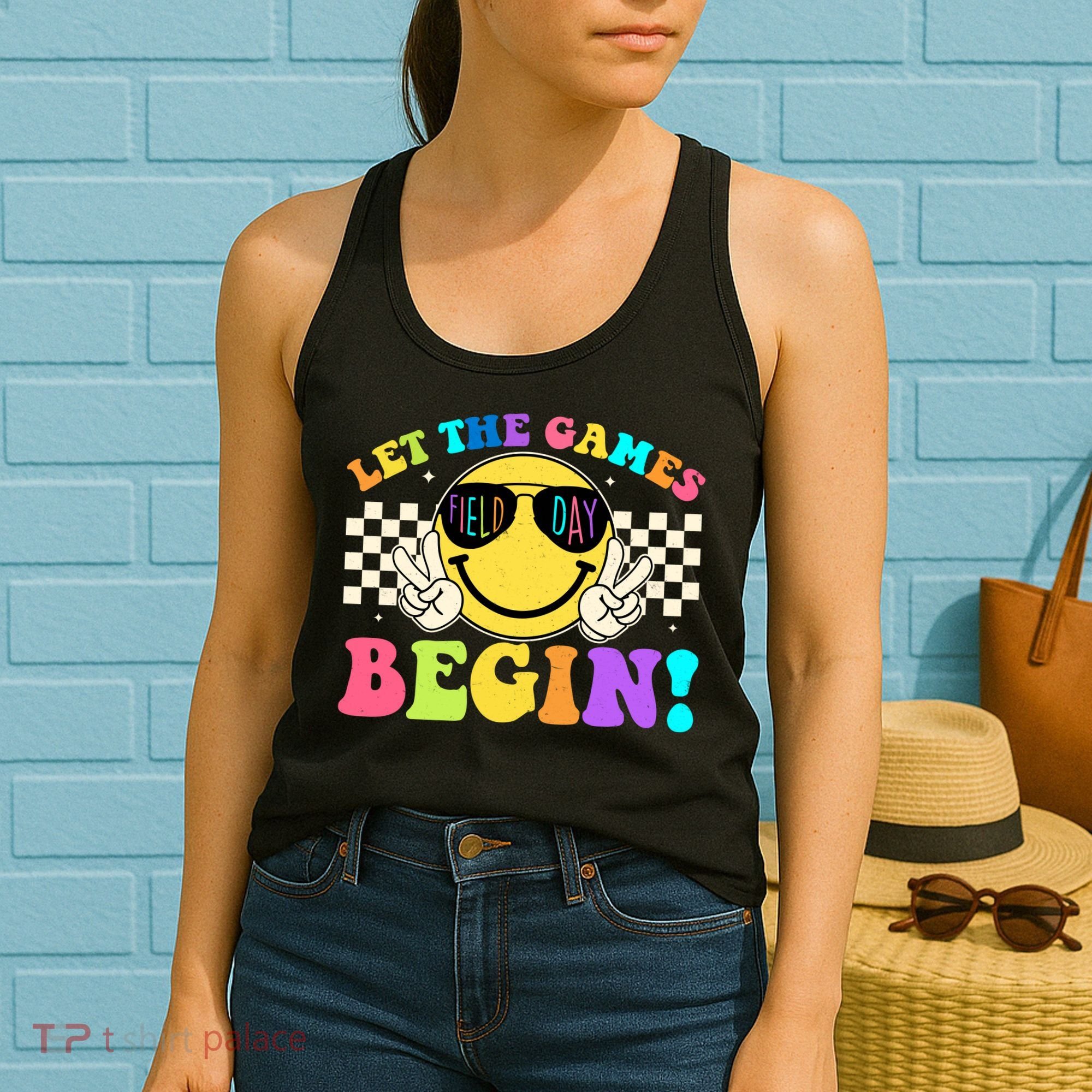 Retro Smiley Emoji Field Day Let The Games Begin Women's Tank Top