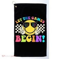 Retro Smiley Emoji Field Day Let The Games Begin Golf Towel thumb 0