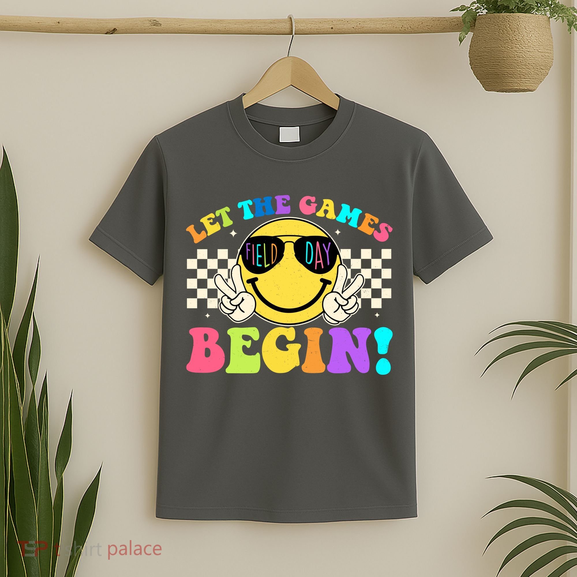 Retro Smiley Emoji Field Day Let The Games Begin T-Shirt