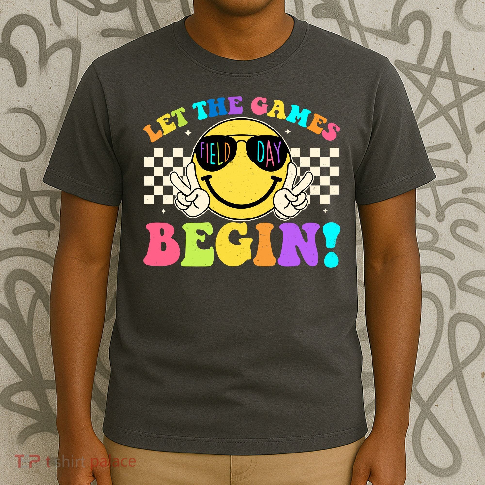 Retro Smiley Emoji Field Day Let The Games Begin T-Shirt