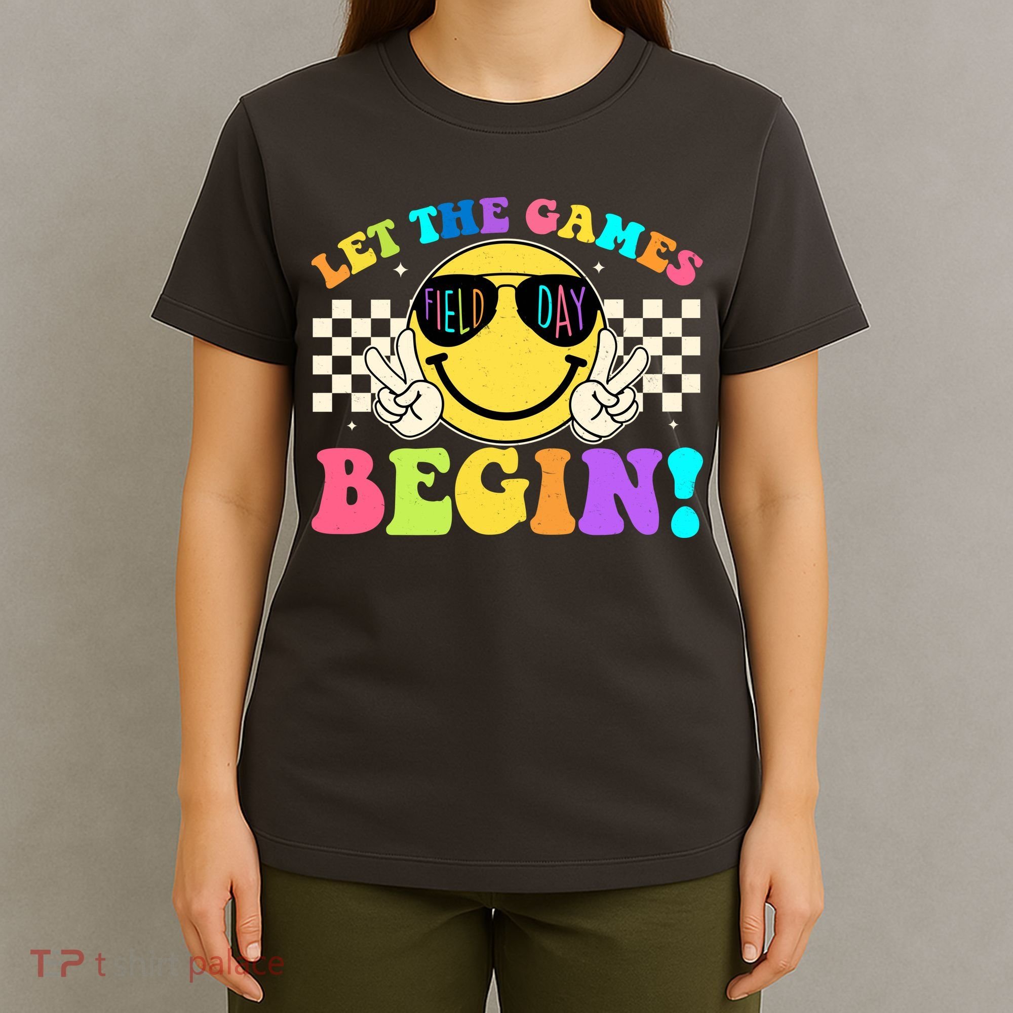 Retro Smiley Emoji Field Day Let The Games Begin T-Shirt