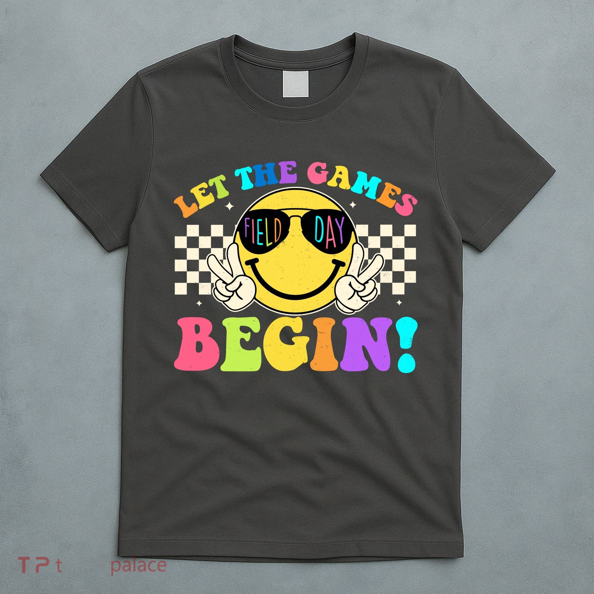 Retro Smiley Emoji Field Day Let The Games Begin T-Shirt