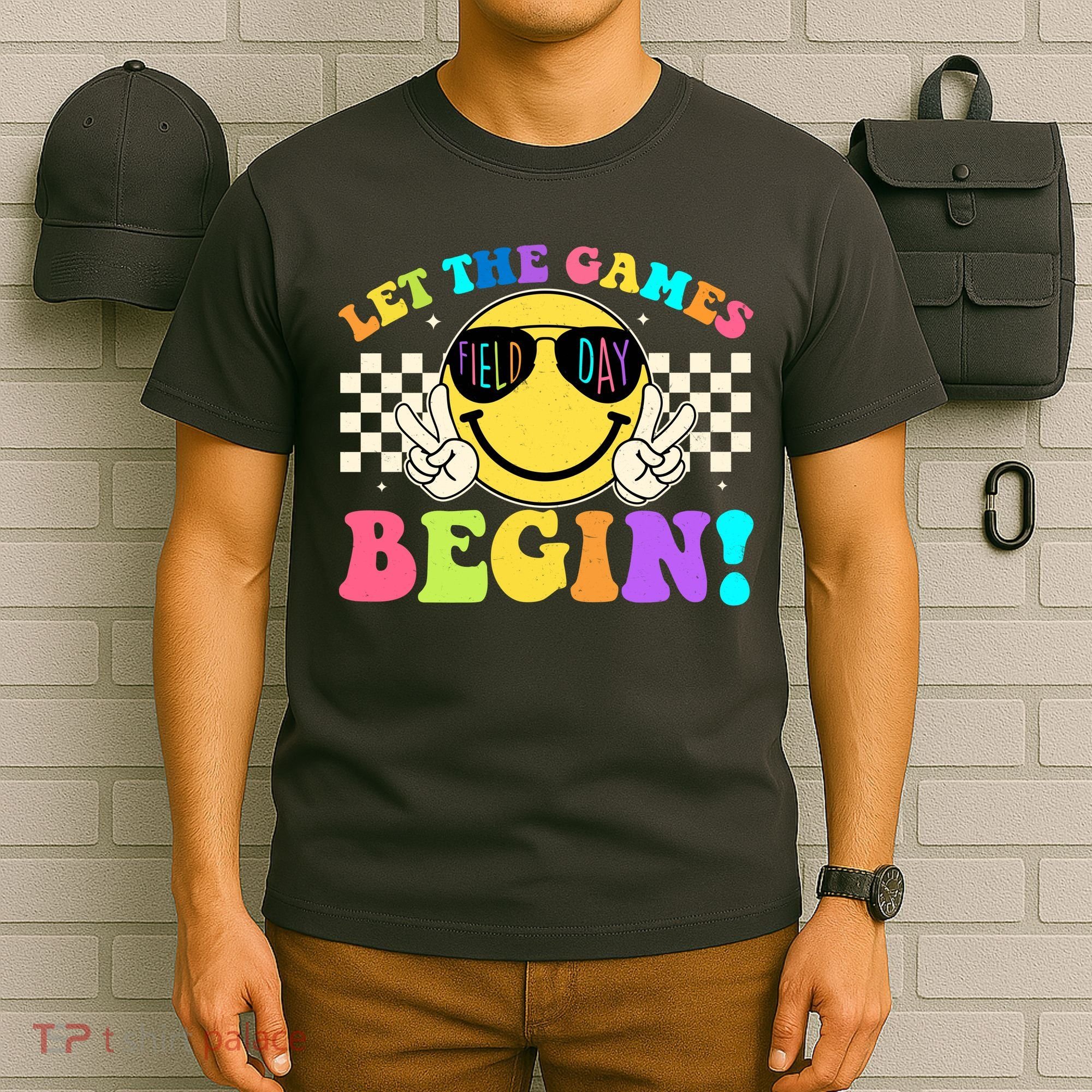 Retro Smiley Emoji Field Day Let The Games Begin T-Shirt