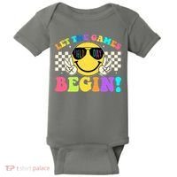 Retro Smiley Emoji Field Day Let The Games Begin Baby Bodysuit thumb 0