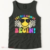 Retro Smiley Emoji Field Day Let The Games Begin Tank Top thumb 2