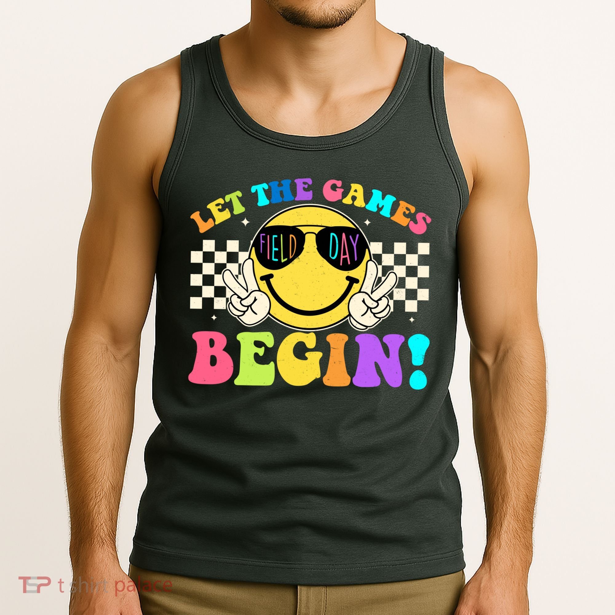 Retro Smiley Emoji Field Day Let The Games Begin Tank Top