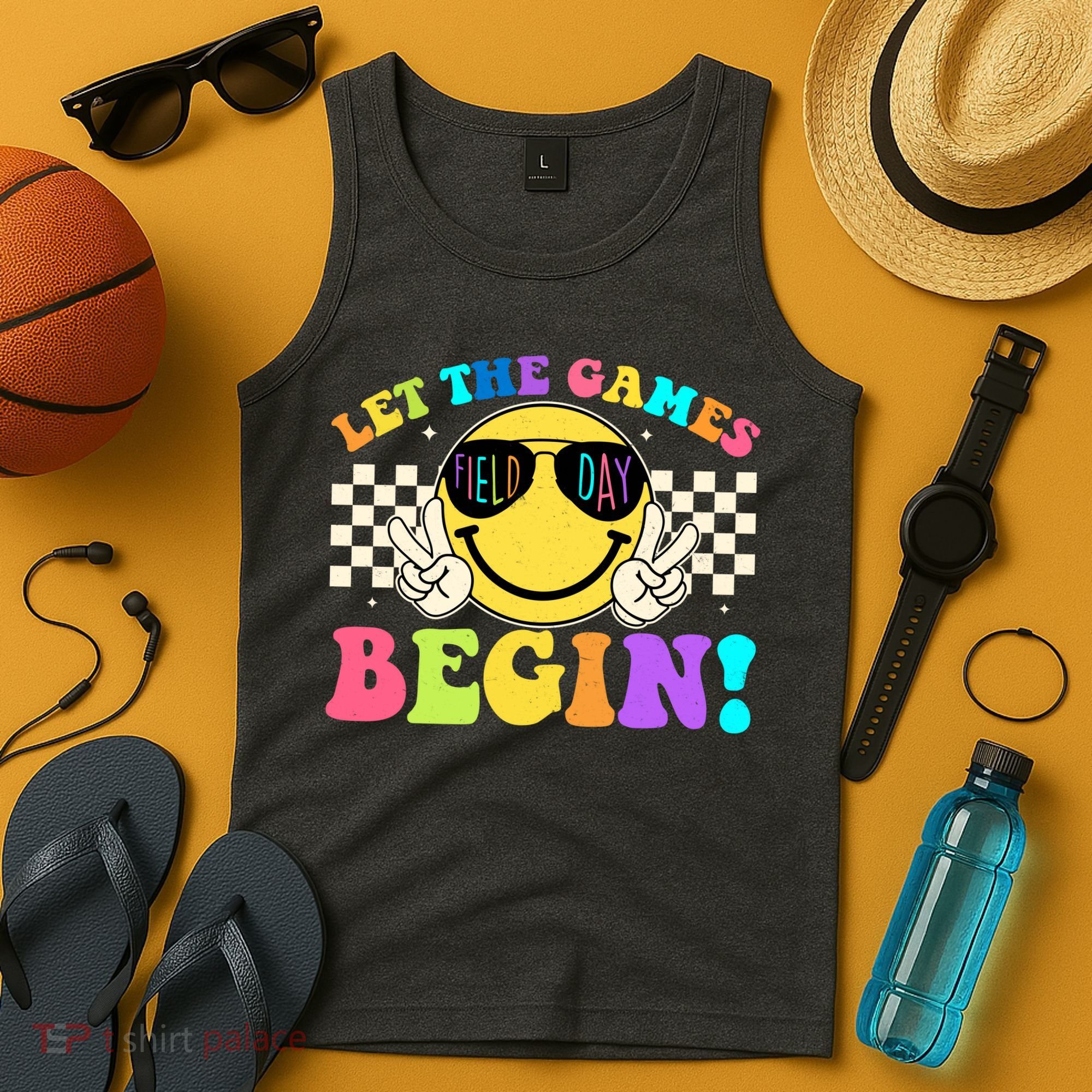 Retro Smiley Emoji Field Day Let The Games Begin Tank Top