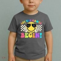 Retro Smiley Emoji Field Day Let The Games Begin Toddler T-Shirt thumb 2
