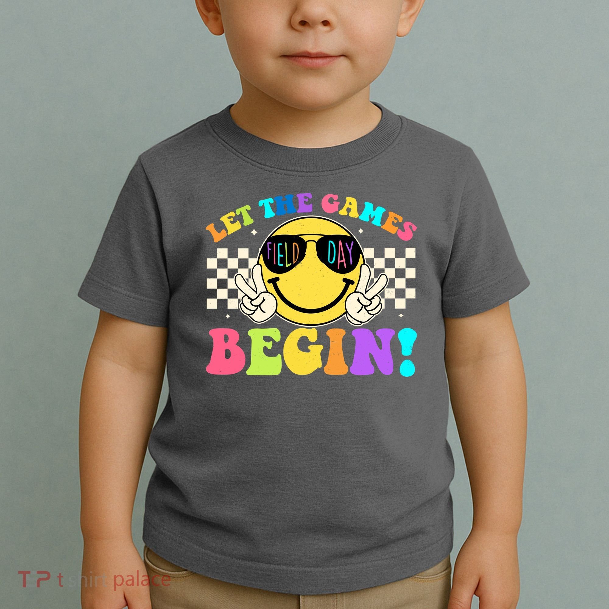 Retro Smiley Emoji Field Day Let The Games Begin Toddler T-Shirt