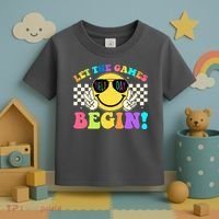 Retro Smiley Emoji Field Day Let The Games Begin Toddler T-Shirt thumb 3