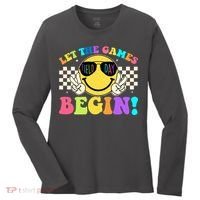 Retro Smiley Emoji Field Day Let The Games Begin Women's Long Sleeve Shirt thumb 0