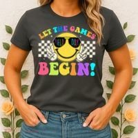 Retro Smiley Emoji Field Day Let The Games Begin Women's T-Shirt thumb 2