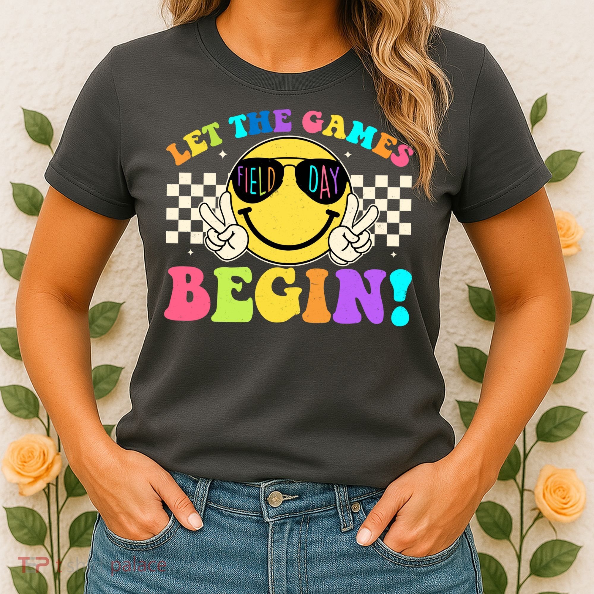 Retro Smiley Emoji Field Day Let The Games Begin Women's T-Shirt