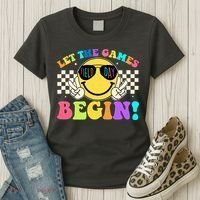 Retro Smiley Emoji Field Day Let The Games Begin Women's T-Shirt thumb 3