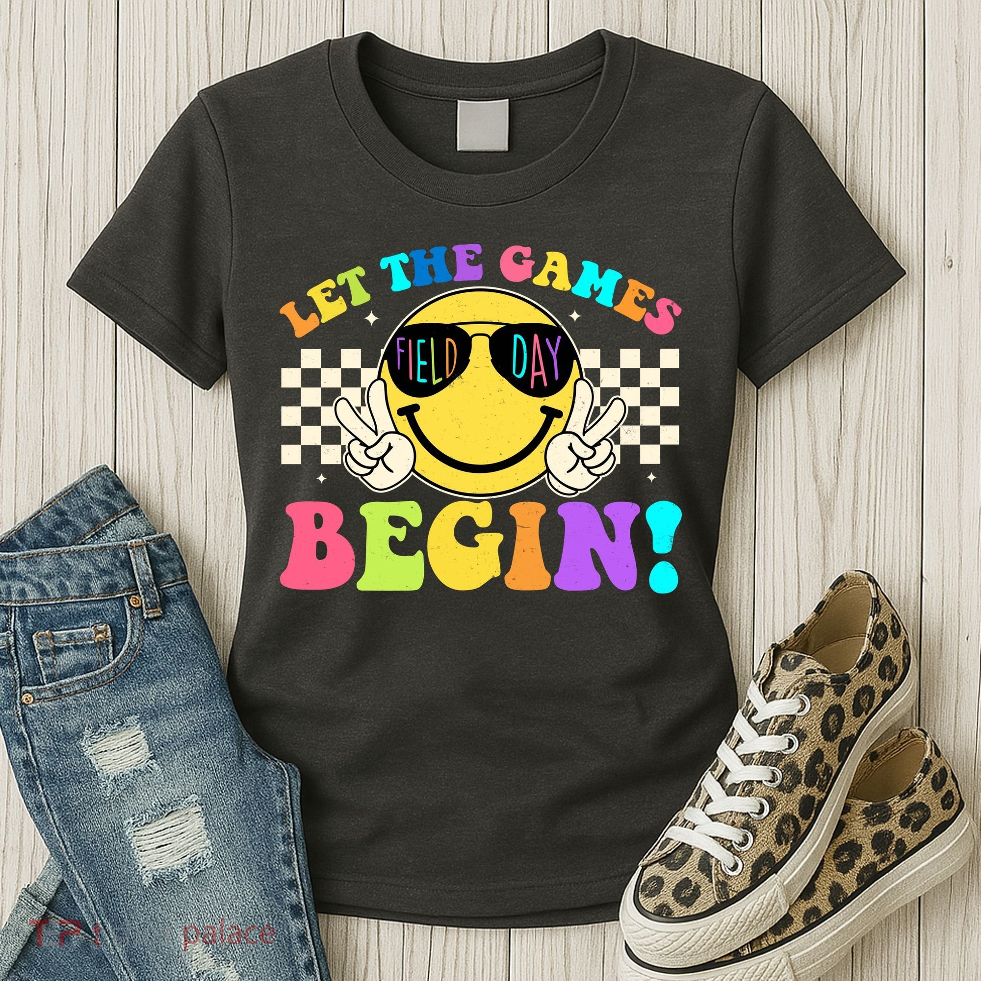 Retro Smiley Emoji Field Day Let The Games Begin Women's T-Shirt