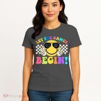 Retro Smiley Emoji Field Day Let The Games Begin Women's T-Shirt thumb 4