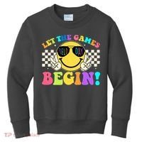 Retro Smiley Emoji Field Day Let The Games Begin Kids Sweatshirt thumb 0