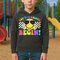 Retro Smiley Emoji Field Day Let The Games Begin Kids Hoodie thumb 2