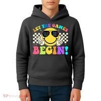 Retro Smiley Emoji Field Day Let The Games Begin Kids Hoodie thumb 4