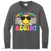 Retro Smiley Emoji Field Day Let The Games Begin Kids Long Sleeve Shirt thumb 0