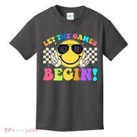 Retro Smiley Emoji Field Day Let The Games Begin Kids T-Shirt thumb 0