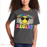 Retro Smiley Emoji Field Day Let The Games Begin Kids T-Shirt thumb 2
