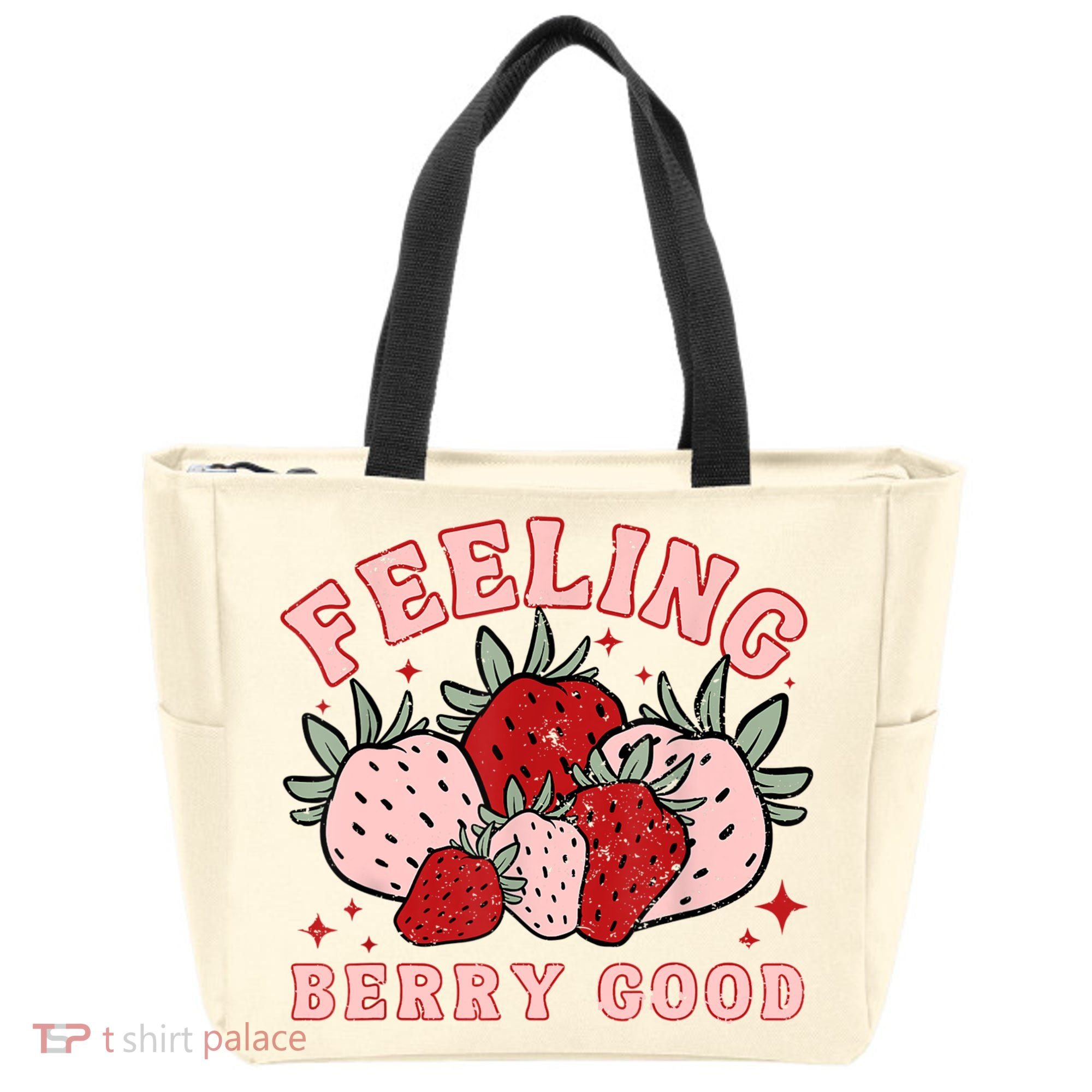 Retro Strawberry Feeling Berry Good Positive Mind Happy Life Tote Bag