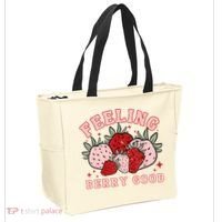Retro Strawberry Feeling Berry Good Positive Mind Happy Life Tote Bag thumb 2
