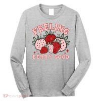 Retro Strawberry Feeling Berry Good Positive Mind Happy Life Long Sleeve Shirt thumb 0