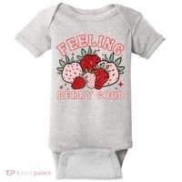 Retro Strawberry Feeling Berry Good Positive Mind Happy Life Baby Bodysuit thumb 0