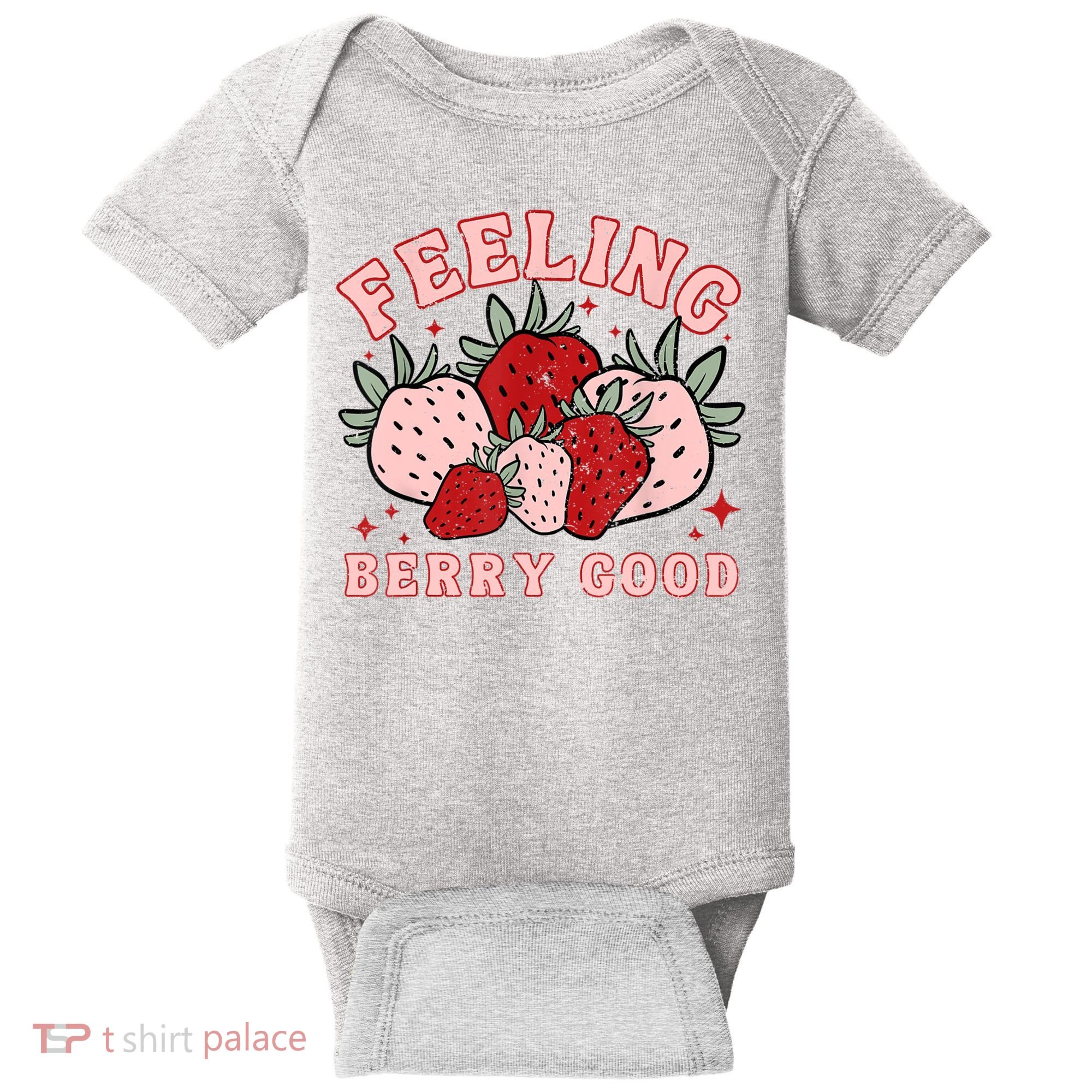 Retro Strawberry Feeling Berry Good Positive Mind Happy Life Baby Bodysuit