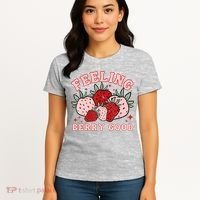 Retro Strawberry Feeling Berry Good Positive Mind Happy Life Women's T-Shirt thumb 4