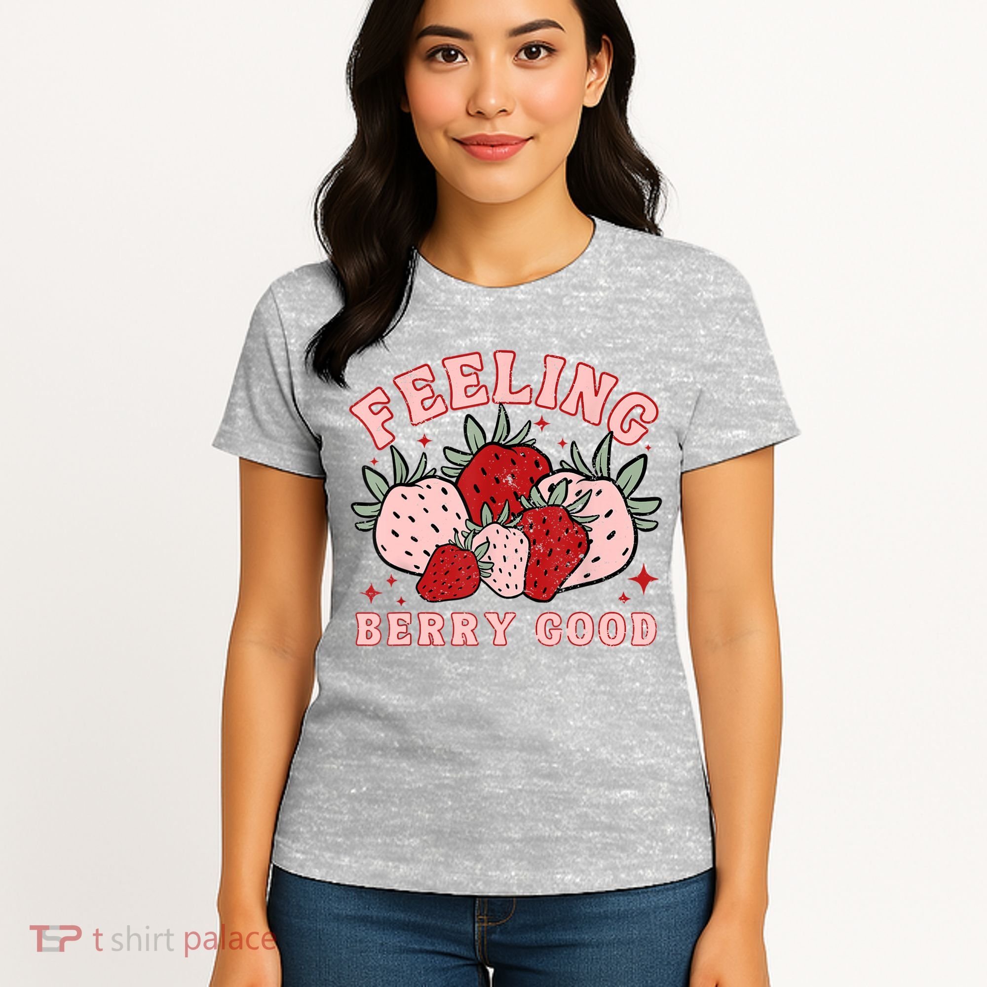 Retro Strawberry Feeling Berry Good Positive Mind Happy Life Women's T-Shirt