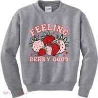 Retro Strawberry Feeling Berry Good Positive Mind Happy Life Kids Sweatshirt thumb 0