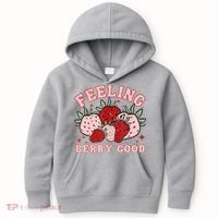 Retro Strawberry Feeling Berry Good Positive Mind Happy Life Kids Hoodie thumb 0