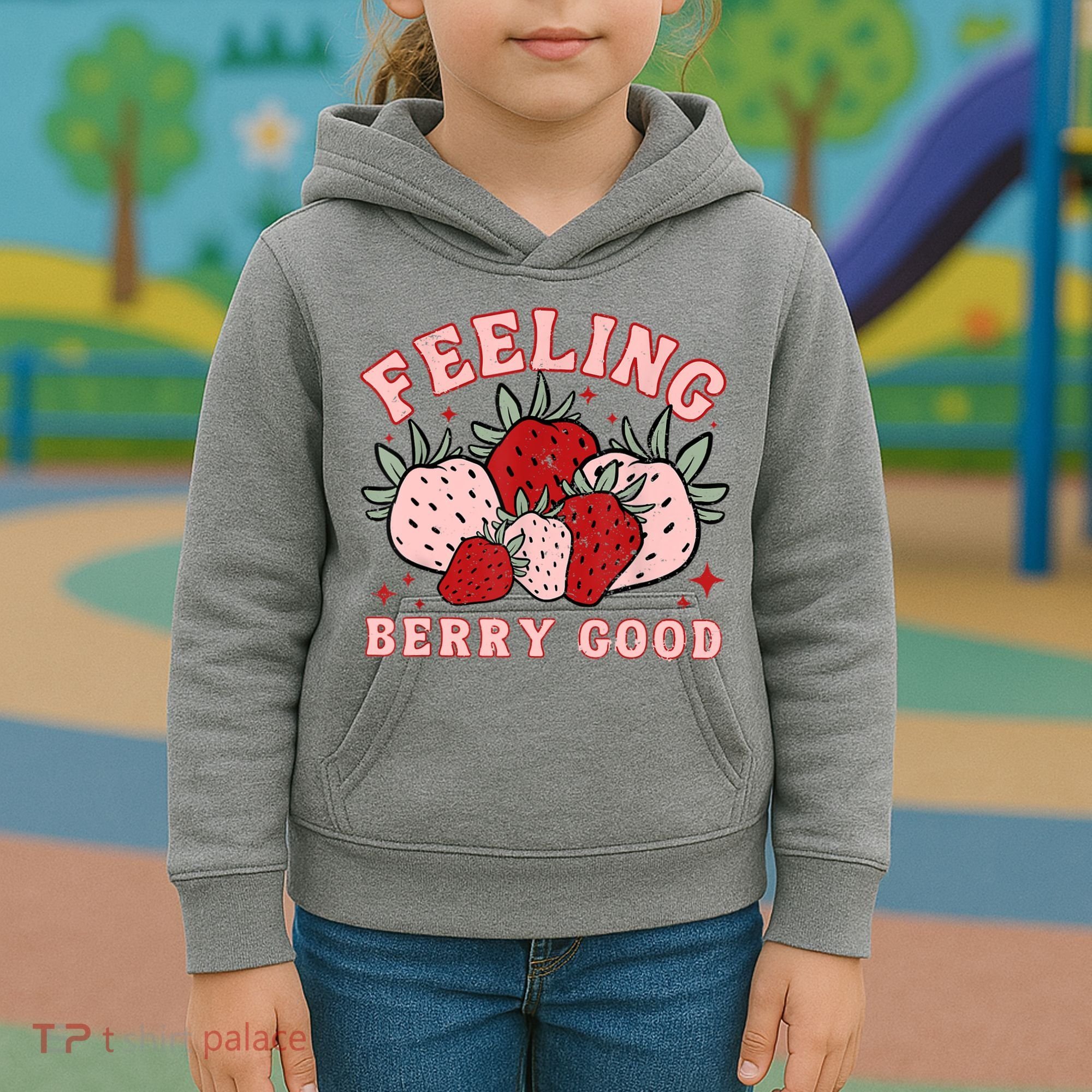 Retro Strawberry Feeling Berry Good Positive Mind Happy Life Kids Hoodie